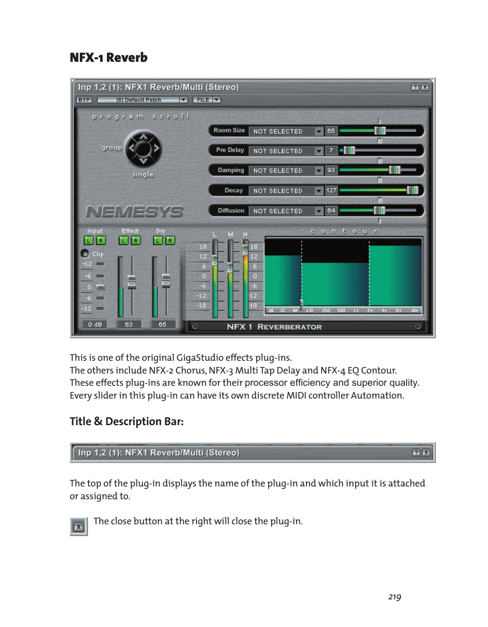 Nfx-1 reverb | Teac GigaStudio 3 User Manual | Page 219 / 301