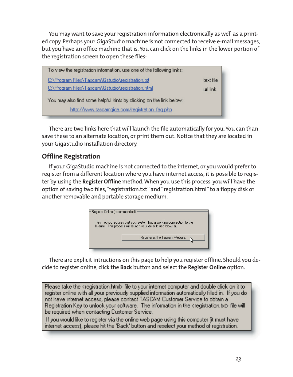 Offline registration | Teac GigaStudio 3 User Manual | Page 23 / 301