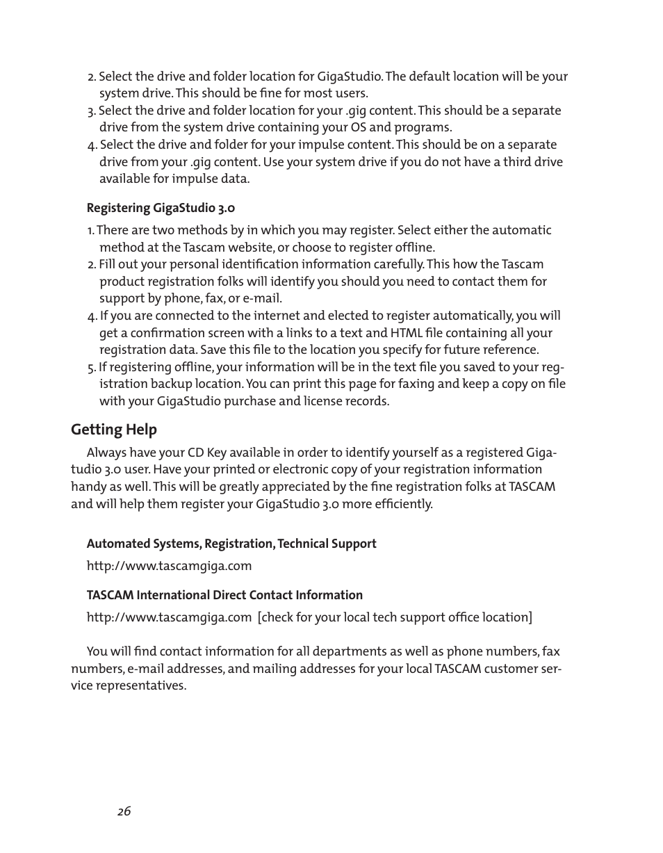 Getting help | Teac GigaStudio 3 User Manual | Page 26 / 301