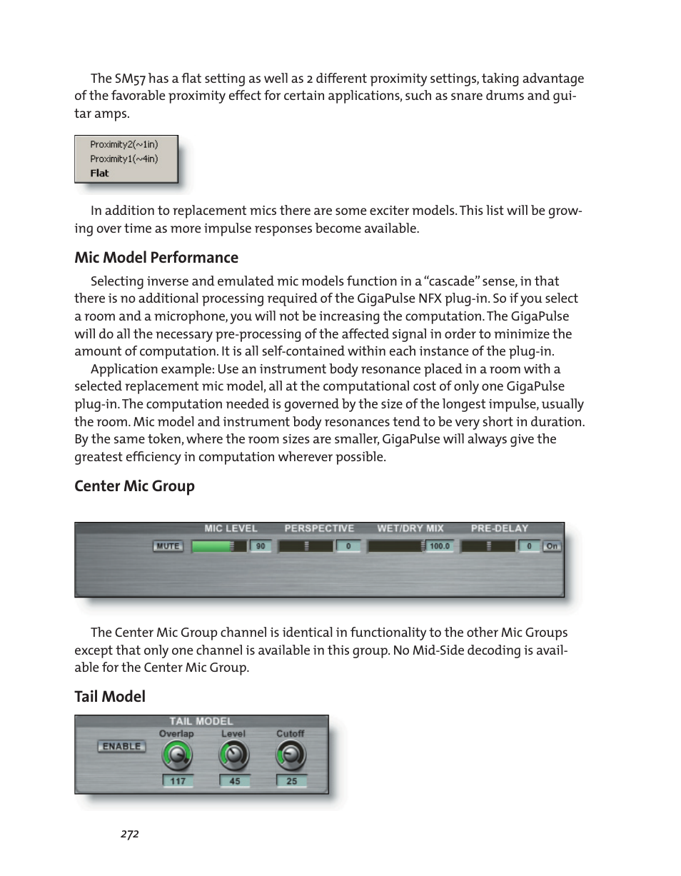 Mic model performance, Center mic group, Tail model | Teac GigaStudio 3 User Manual | Page 272 / 301