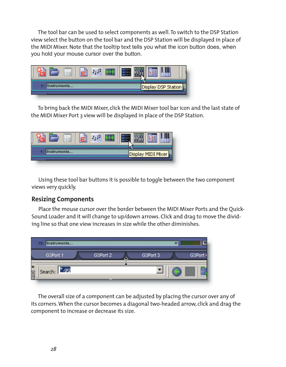 Resizing components | Teac GigaStudio 3 User Manual | Page 28 / 301