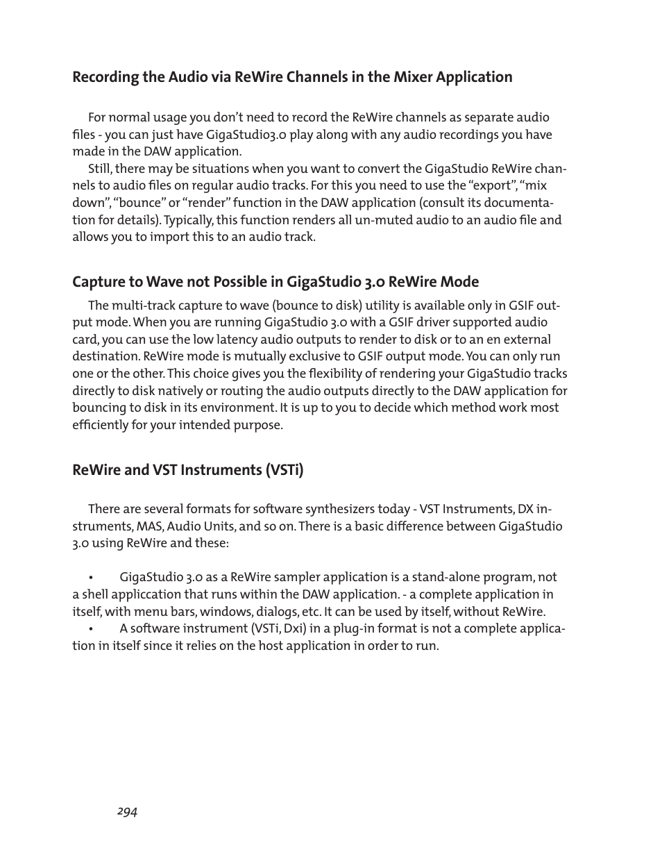 Rewire and vst instruments (vsti) | Teac GigaStudio 3 User Manual | Page 294 / 301