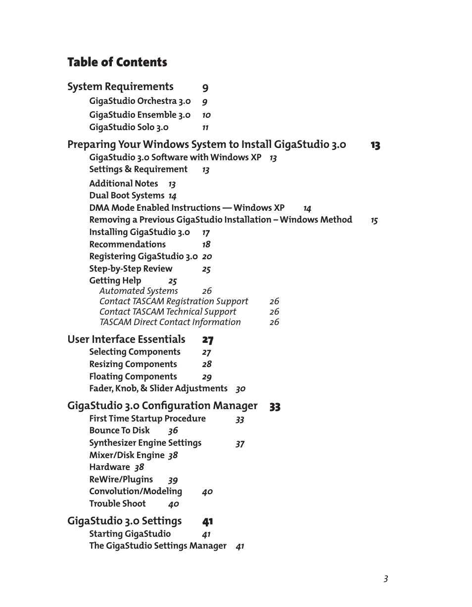 Teac GigaStudio 3 User Manual | Page 3 / 301