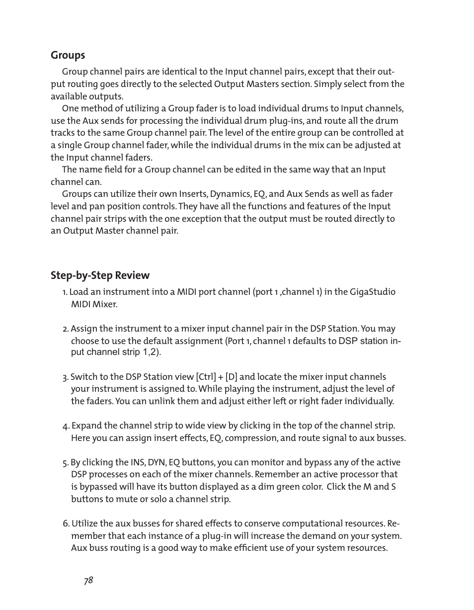 Groups, Step-by-step review | Teac GigaStudio 3 User Manual | Page 78 / 301
