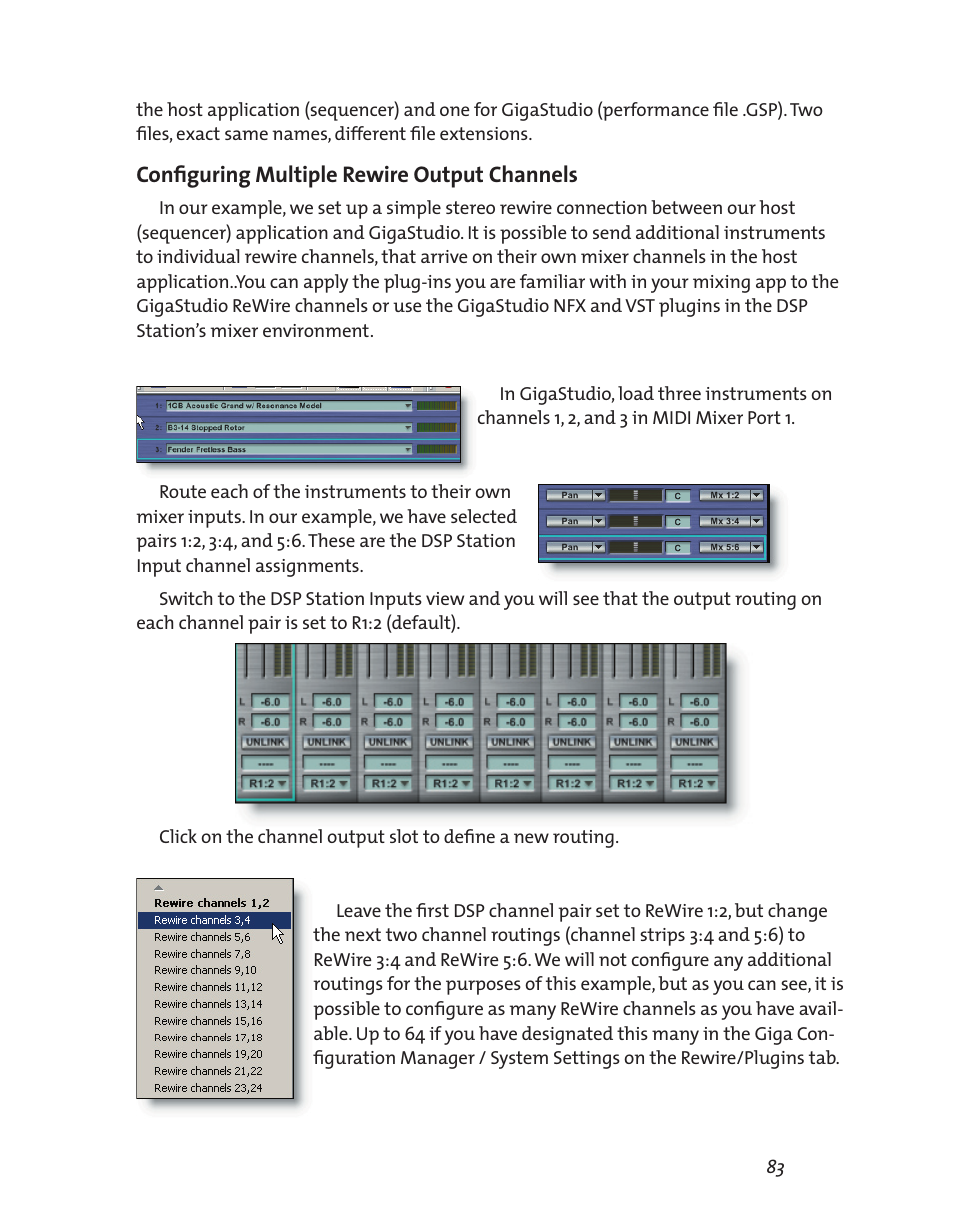 Configuring multiple rewire output channels | Teac GigaStudio 3 User Manual | Page 83 / 301