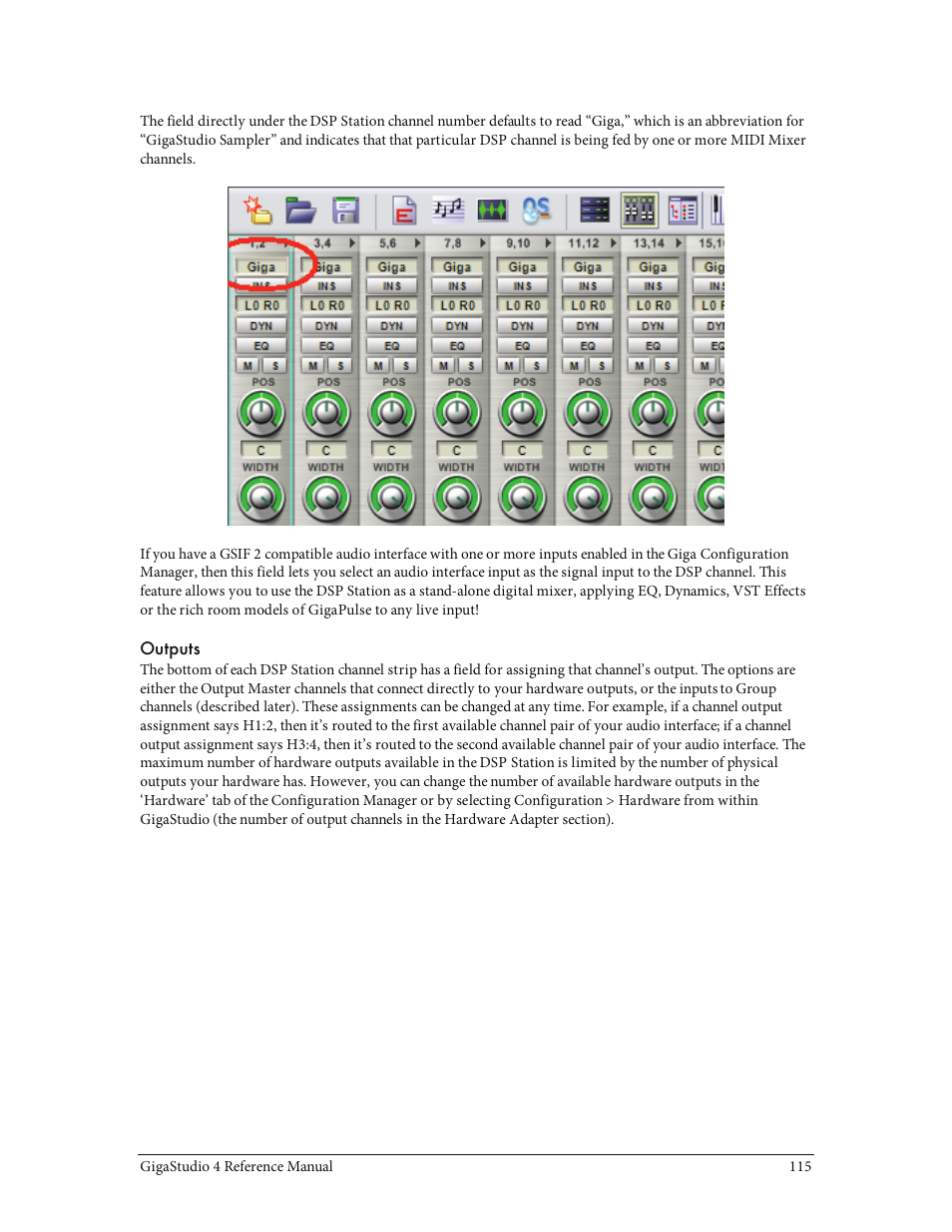 Outputs | Teac GigaStudio 4 User Manual | Page 115 / 211