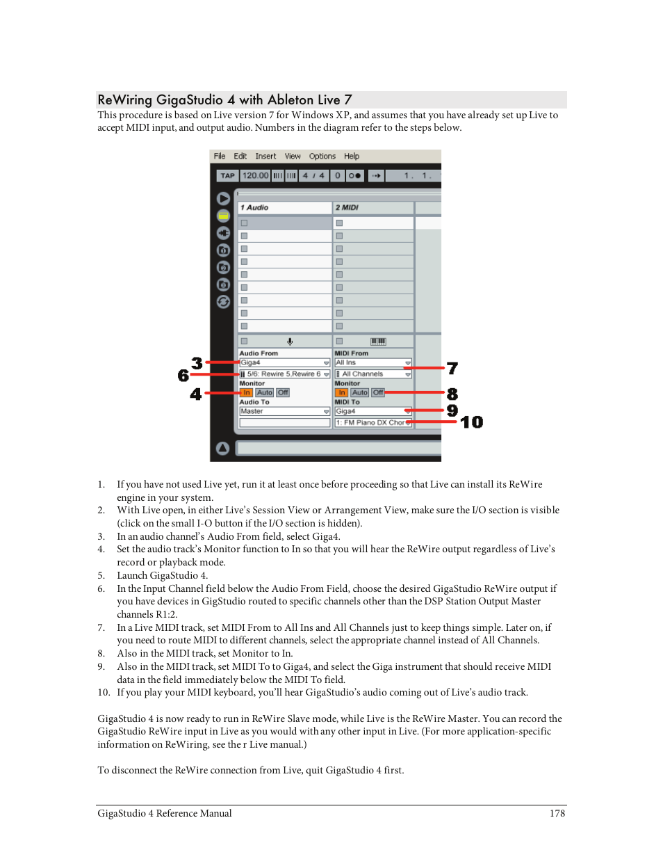 Rewiring gigastudio 4 with ableton live 7 | Teac GigaStudio 4 User Manual | Page 178 / 211