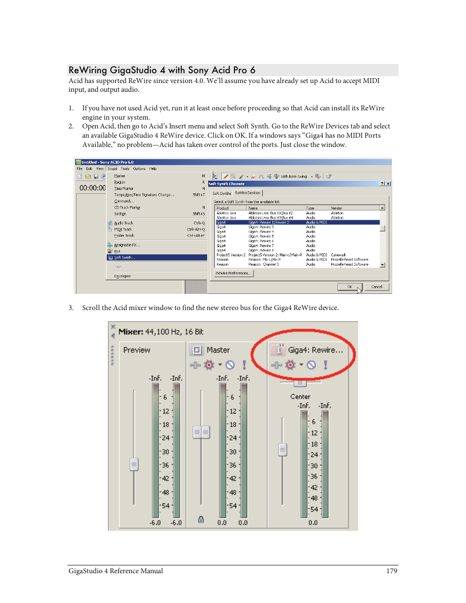 Rewiring gigastudio 4 with sony acid pro 6 | Teac GigaStudio 4 User Manual | Page 179 / 211