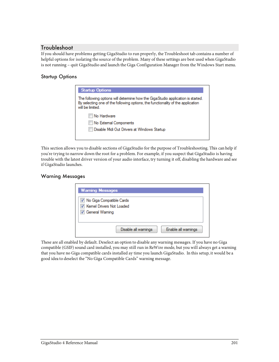 Troubleshoot | Teac GigaStudio 4 User Manual | Page 201 / 211