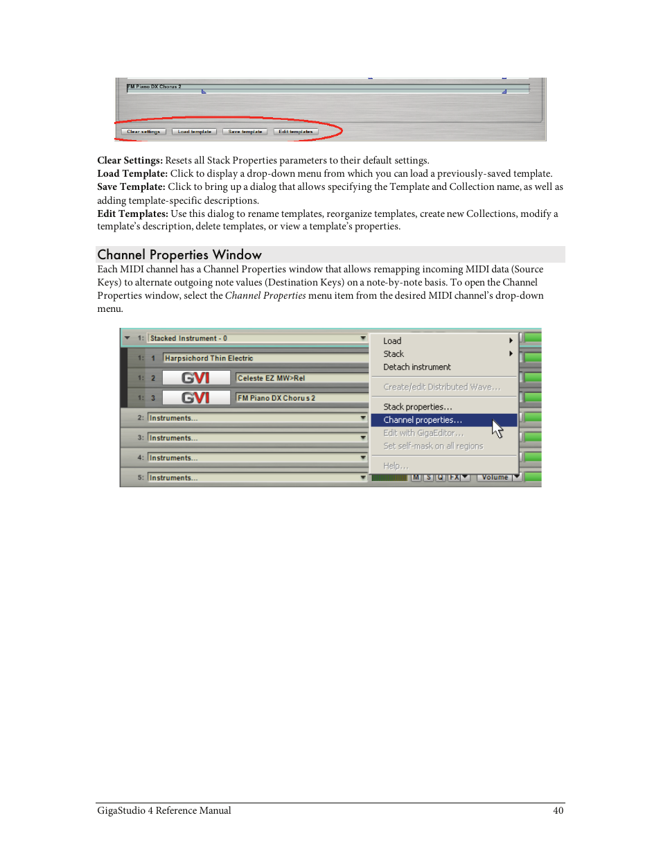 Channel properties | Teac GigaStudio 4 User Manual | Page 40 / 211