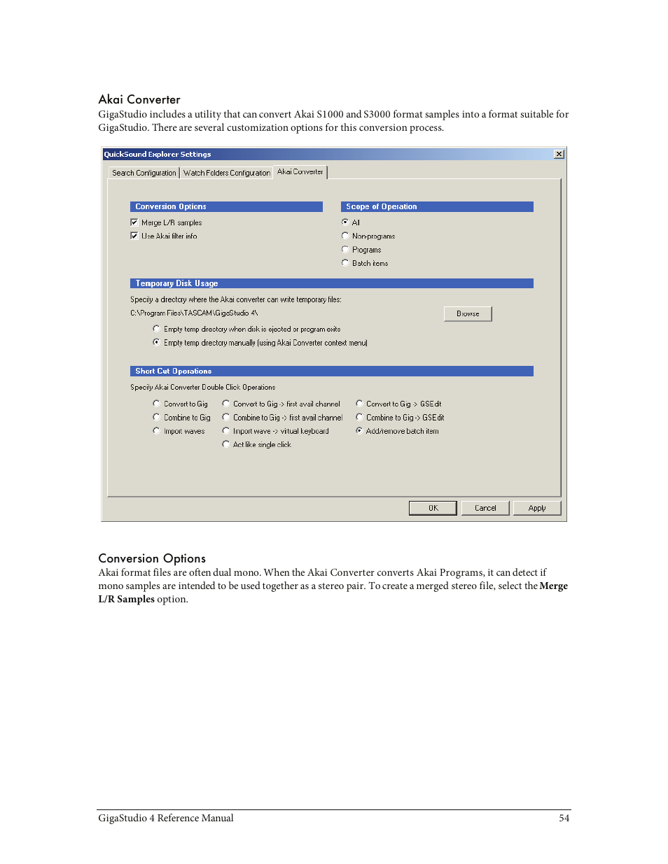 Akai converter | Teac GigaStudio 4 User Manual | Page 54 / 211