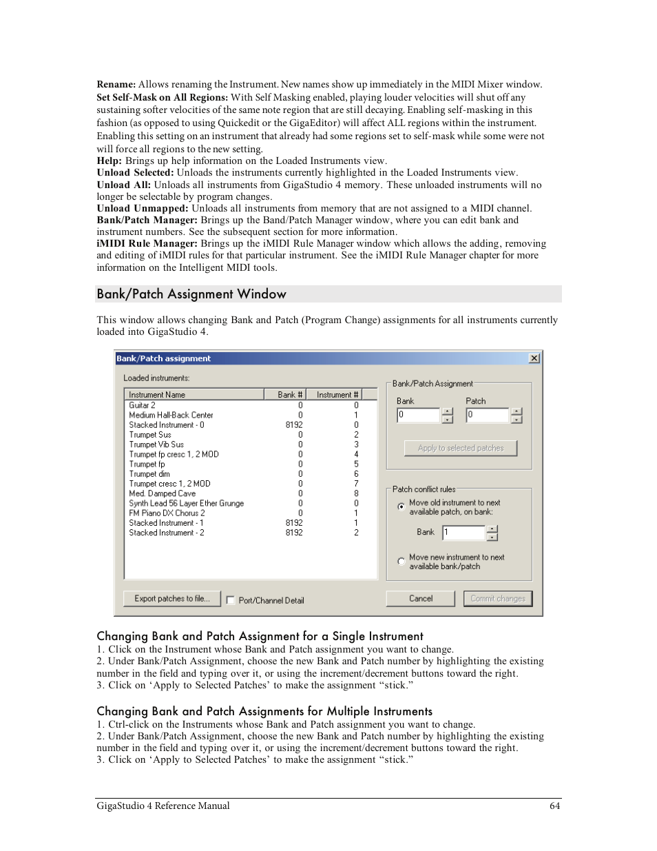 Bank/patch assignment window | Teac GigaStudio 4 User Manual | Page 64 / 211