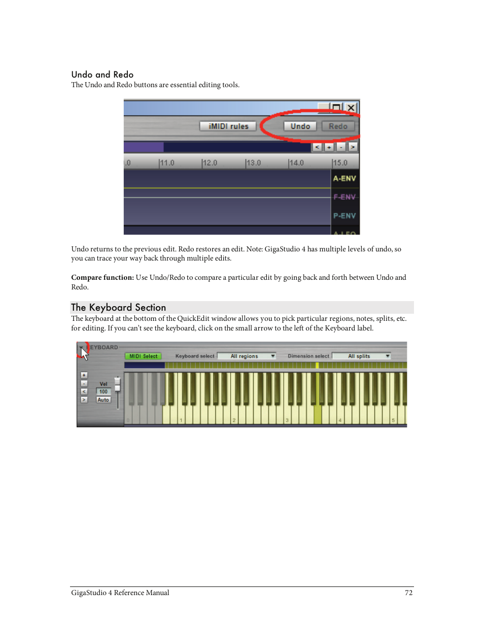 The keyboard section | Teac GigaStudio 4 User Manual | Page 72 / 211