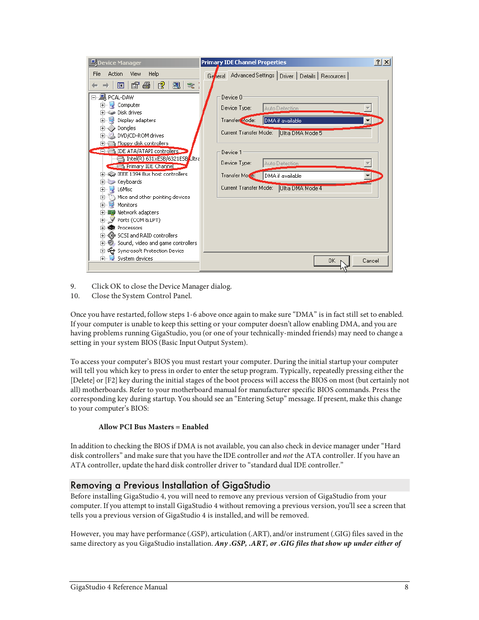 Removing a previous installation of gigastudio | Teac GigaStudio 4 User Manual | Page 8 / 211