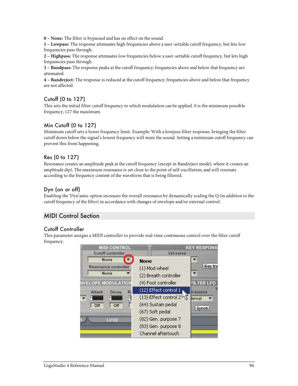 Midi control section | Teac GigaStudio 4 User Manual | Page 96 / 211