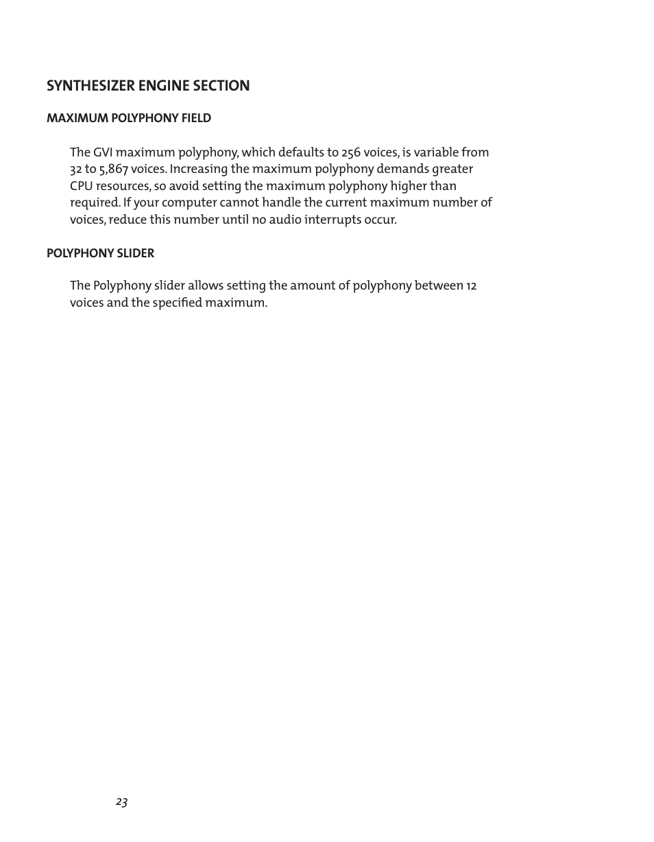 Synthesizer engine section | Teac GVI User Manual | Page 23 / 62