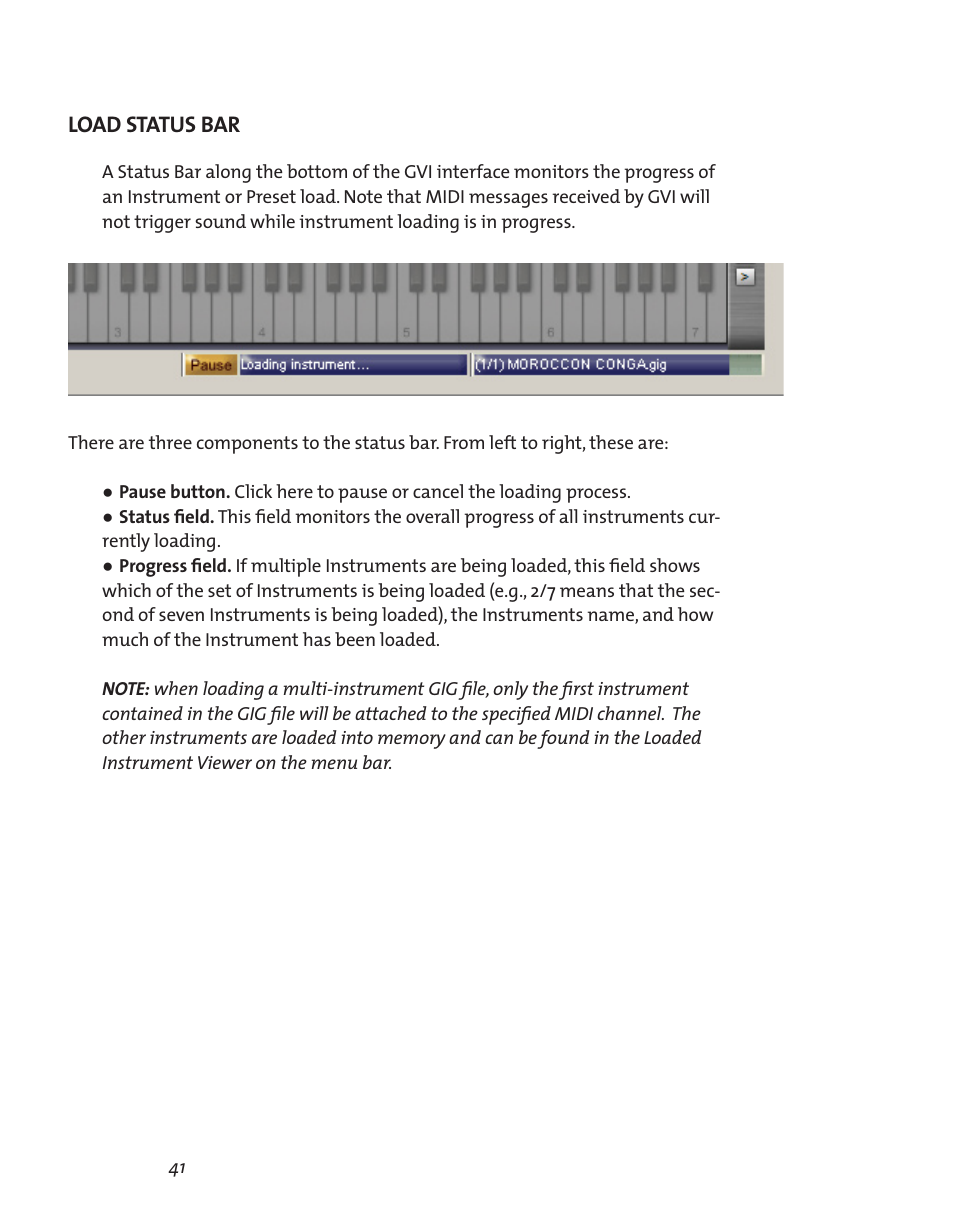 Load status bar, Load status bar 41 | Teac GVI User Manual | Page 41 / 62