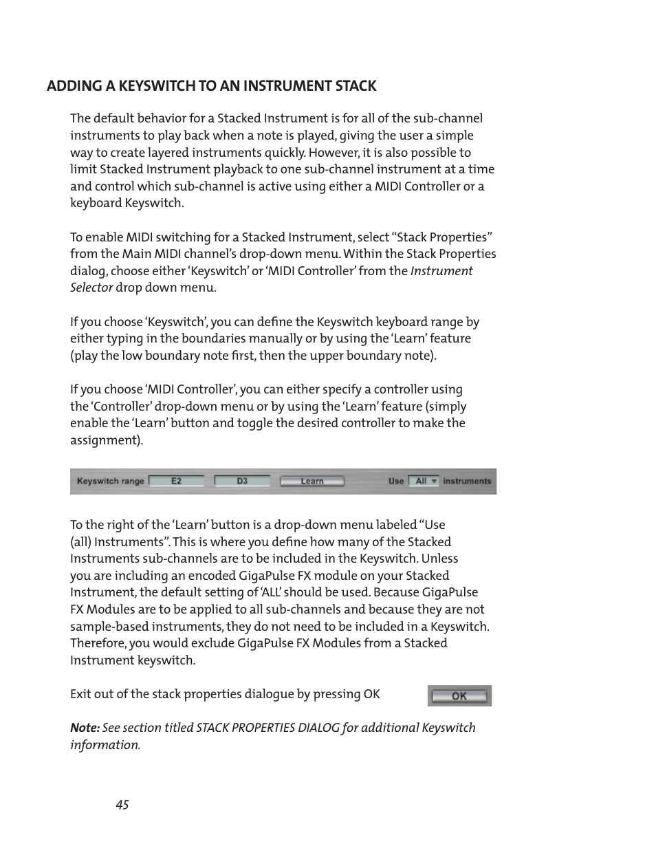 Adding a keyswitch to an instrument stack | Teac GVI User Manual | Page 45 / 62