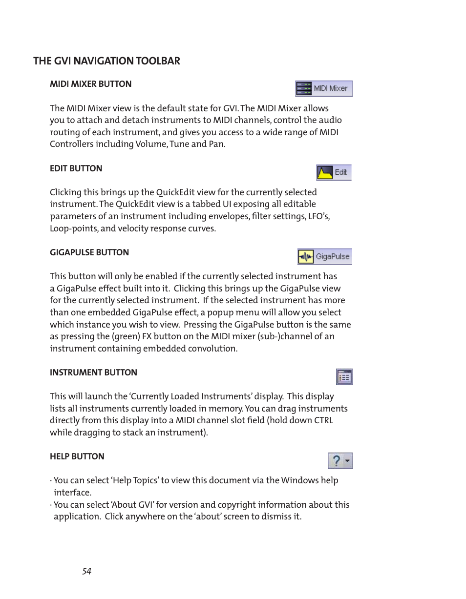 The gvi navigation toolbar | Teac GVI User Manual | Page 54 / 62