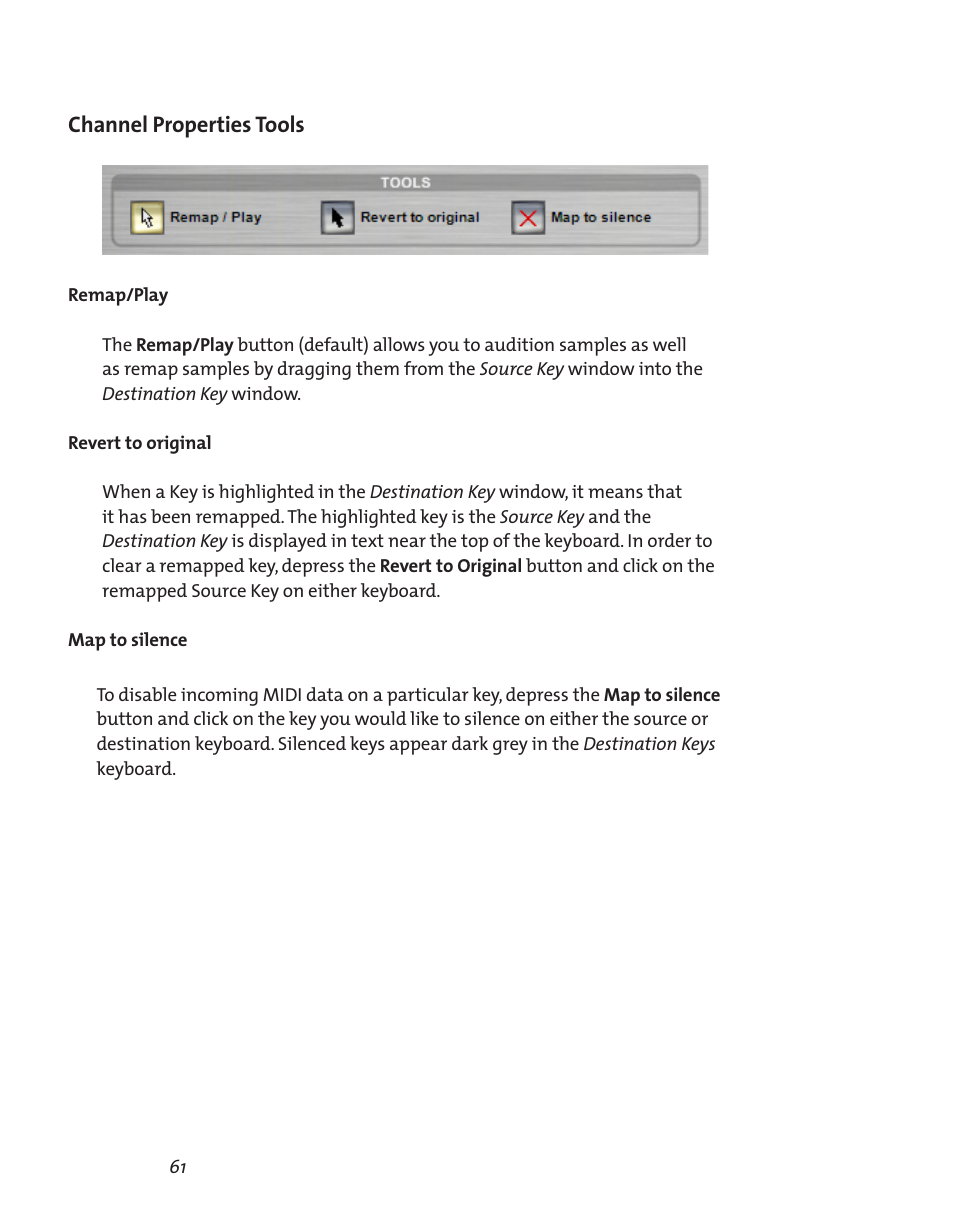 Channel properties tools, Channel properties tools 61 | Teac GVI User Manual | Page 61 / 62