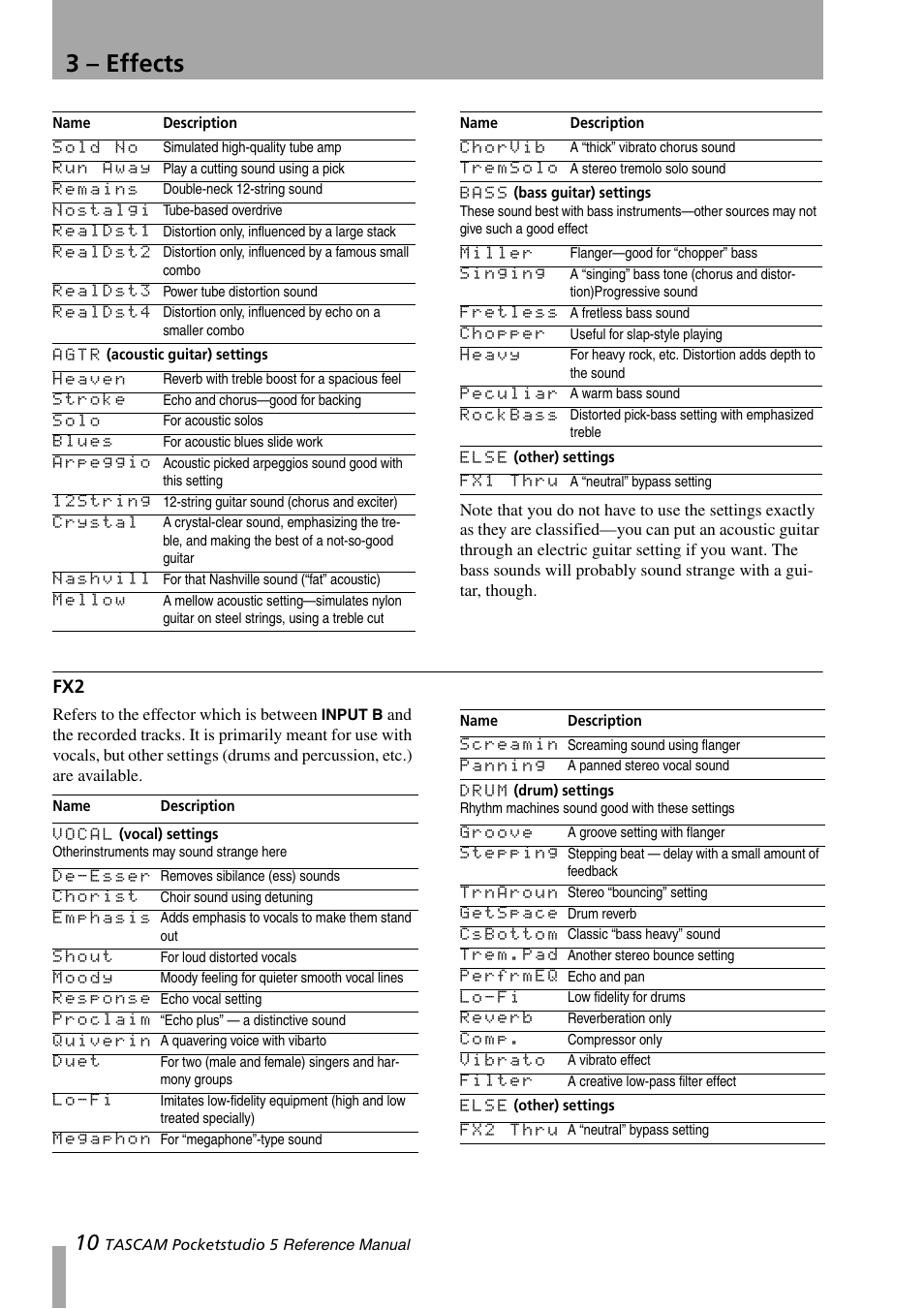 3 – effects | Teac PocketStudio 5 Reference Manual User Manual | Page 10 / 50