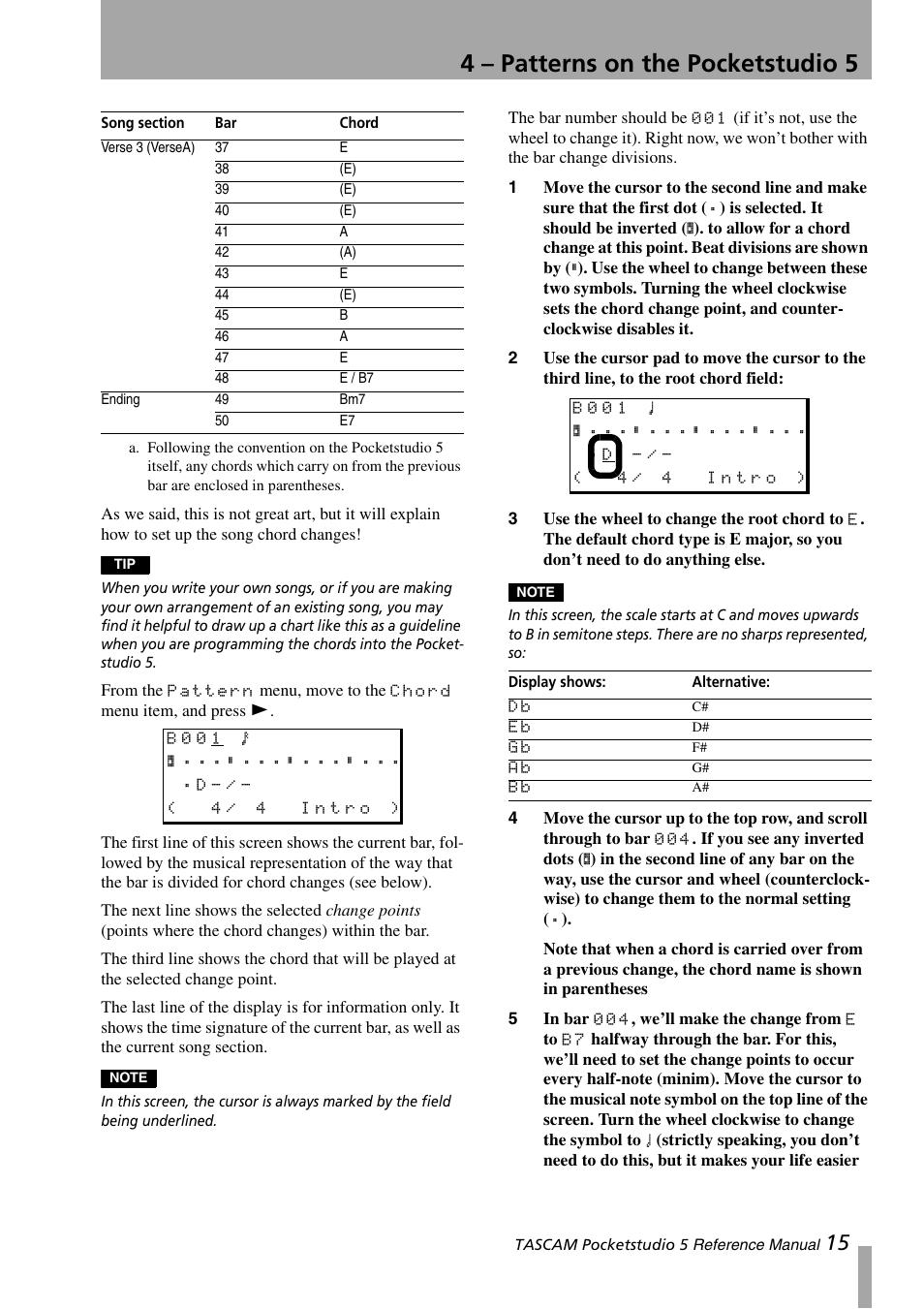 4 – patterns on the pocketstudio 5 | Teac PocketStudio 5 Reference Manual User Manual | Page 15 / 50