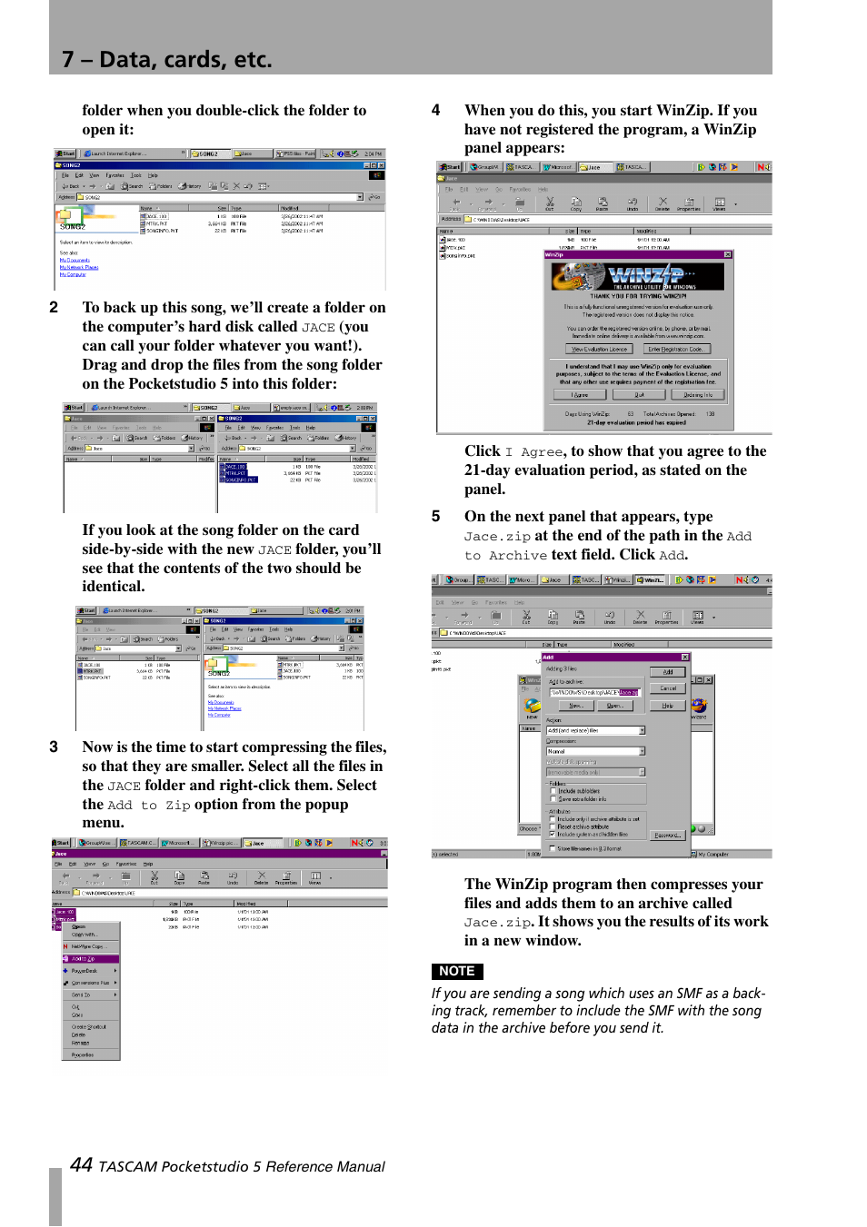 7 – data, cards, etc | Teac PocketStudio 5 Reference Manual User Manual | Page 44 / 50