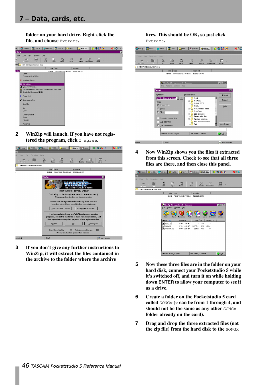 7 – data, cards, etc | Teac PocketStudio 5 Reference Manual User Manual | Page 46 / 50