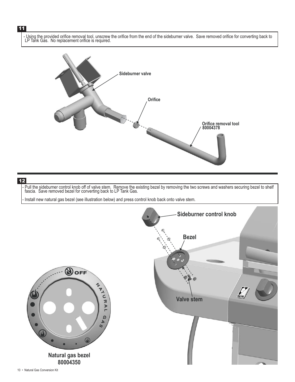 Sideburner control knob | Char-Broil 4984619 User Manual | Page 10 / 20