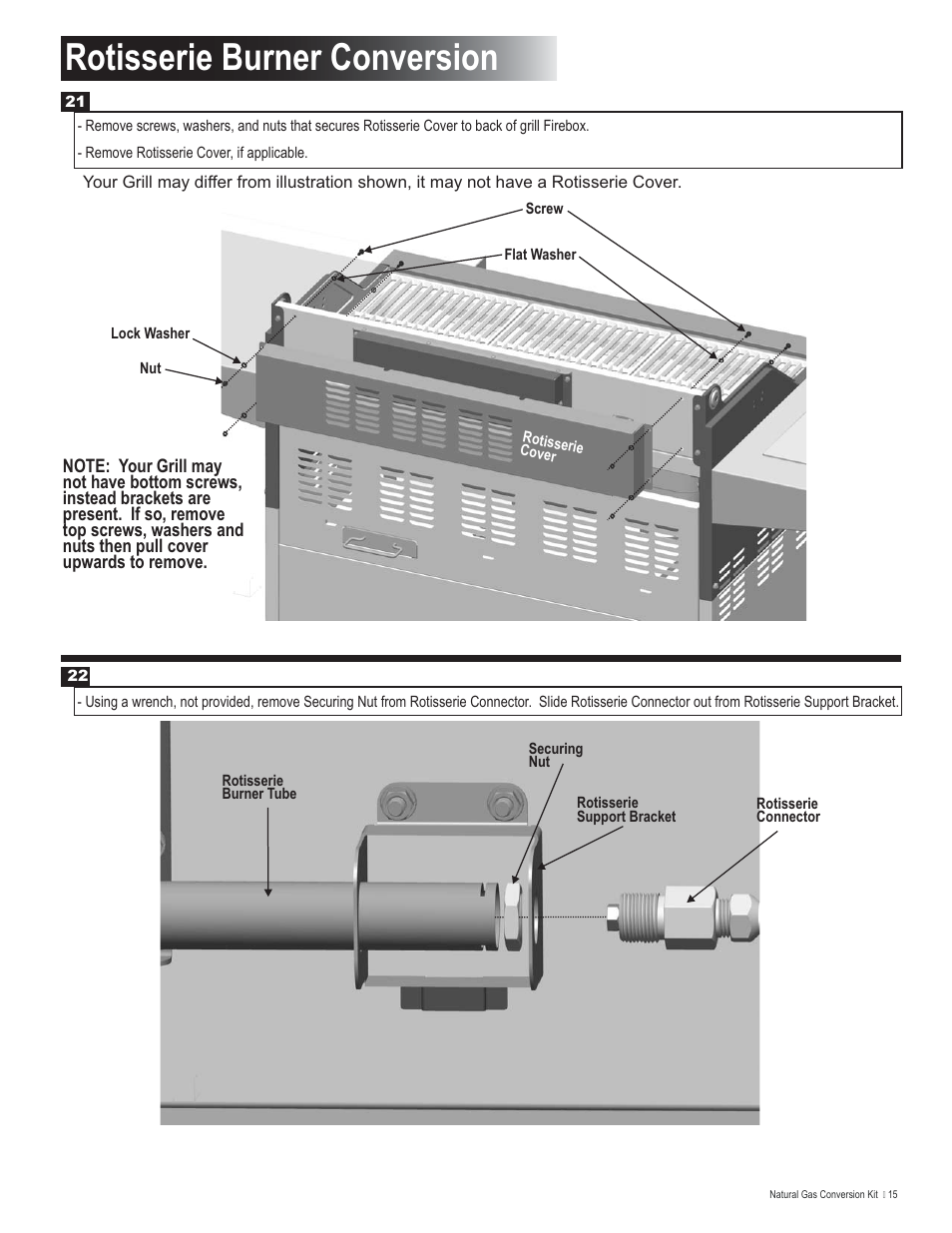 Rotisserie burner conversion | Char-Broil 4984619 User Manual | Page 15 / 20