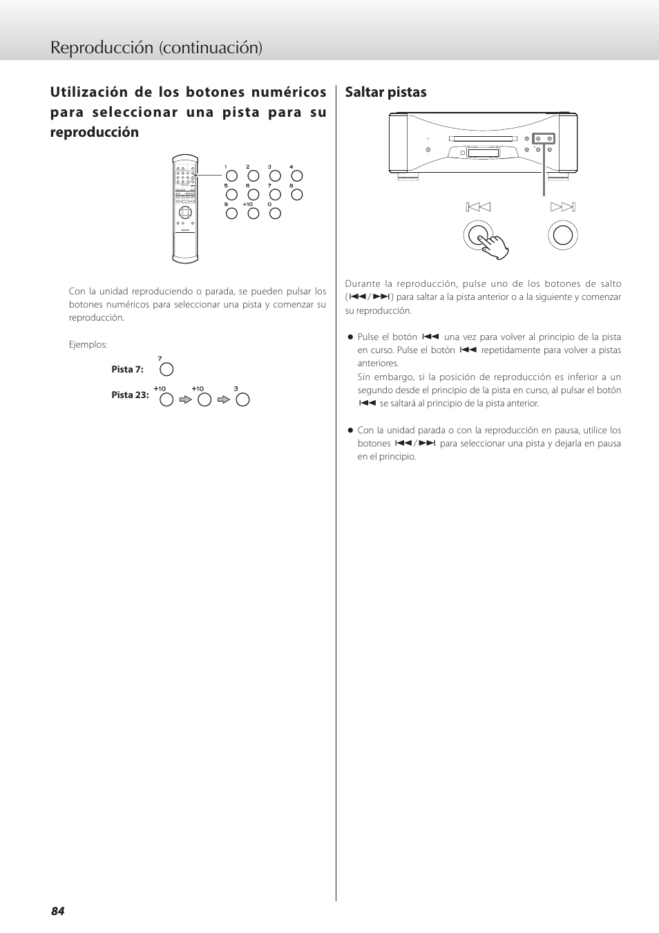 Saltar pistas, Ina 84, Reproducción (continuación) | Teac GRANDIOSO P1 User Manual | Page 84 / 104