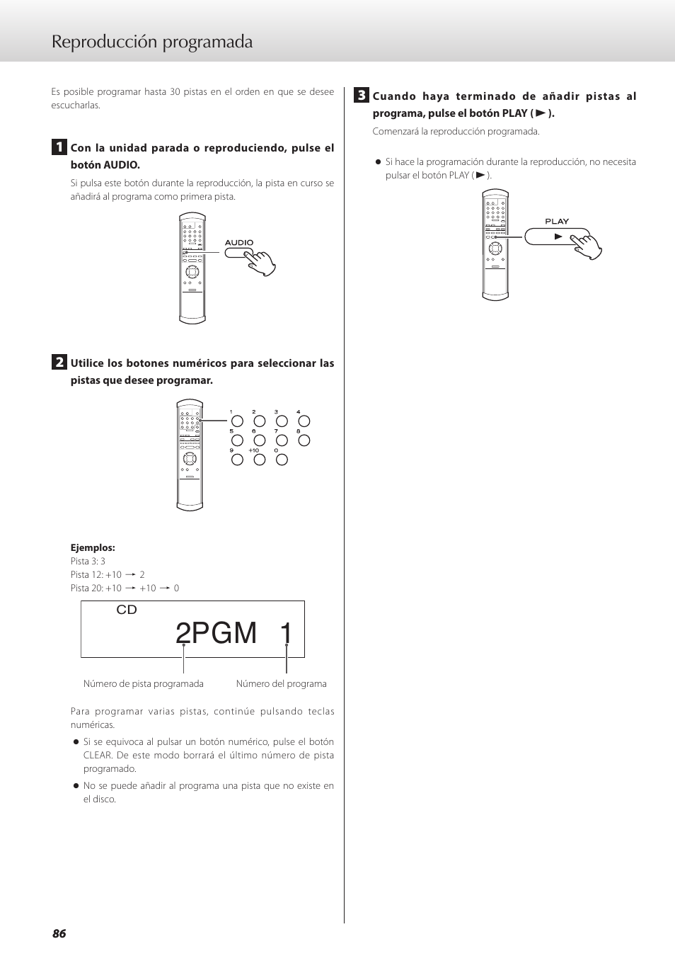 Reproducción programada, Ina 86, 2pgm 1 | Teac GRANDIOSO P1 User Manual | Page 86 / 104