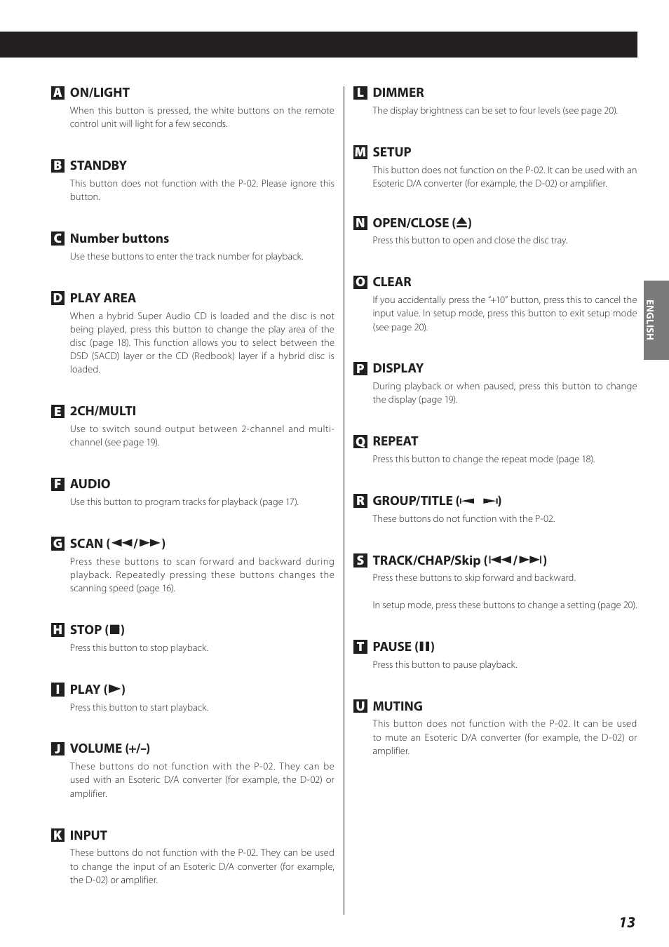 Teac P-02 User Manual | Page 13 / 84