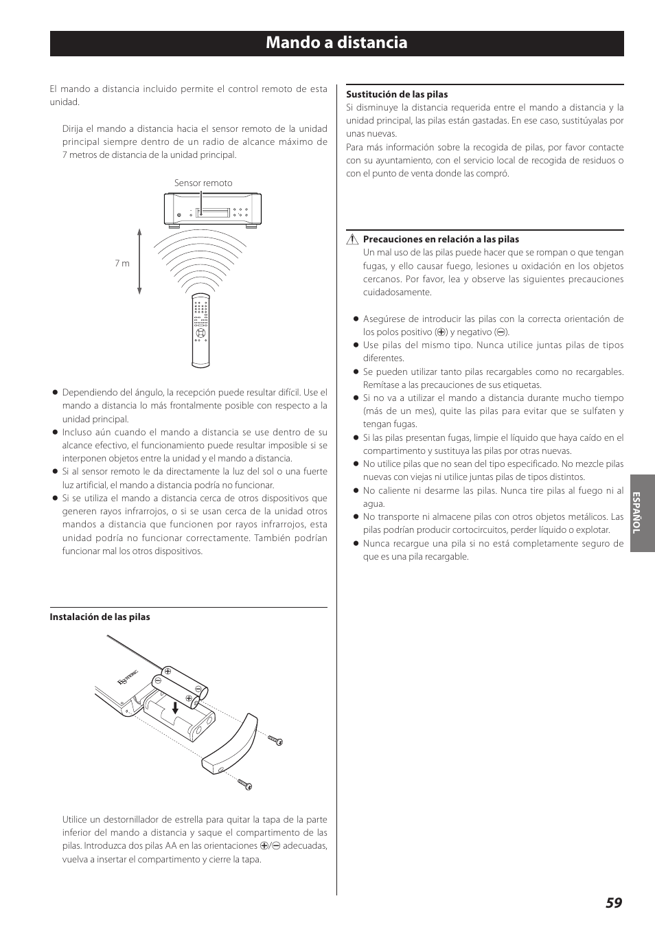 Mando a distancia | Teac P-02 User Manual | Page 59 / 84