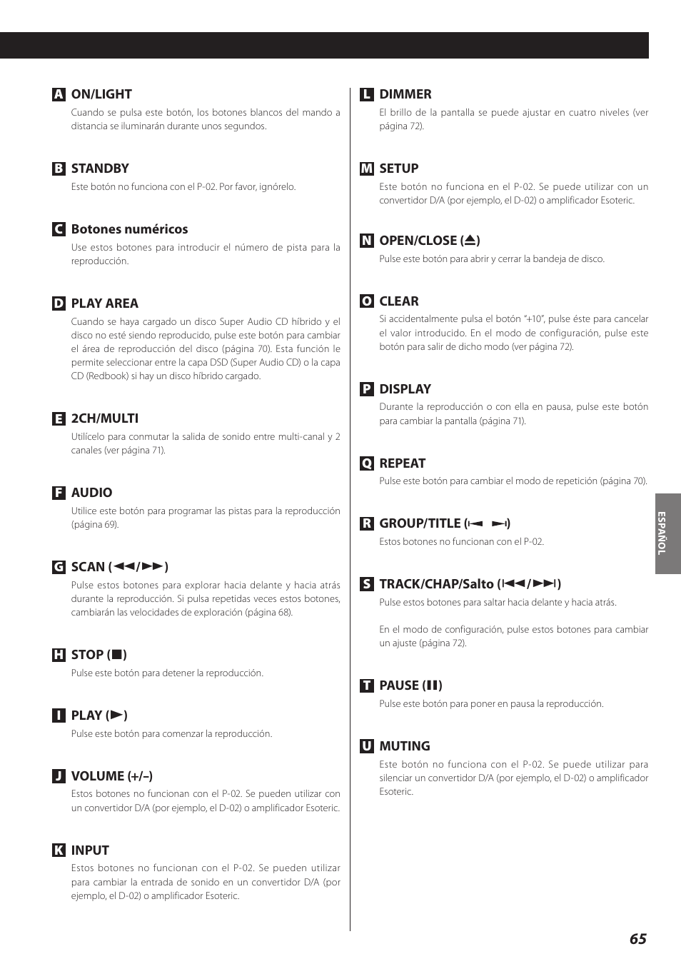 Teac P-02 User Manual | Page 65 / 84