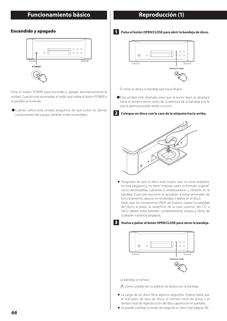 Funcionamiento básico, Reproducción (1), Funcionamiento básico reproducción | Teac P-02 User Manual | Page 66 / 84