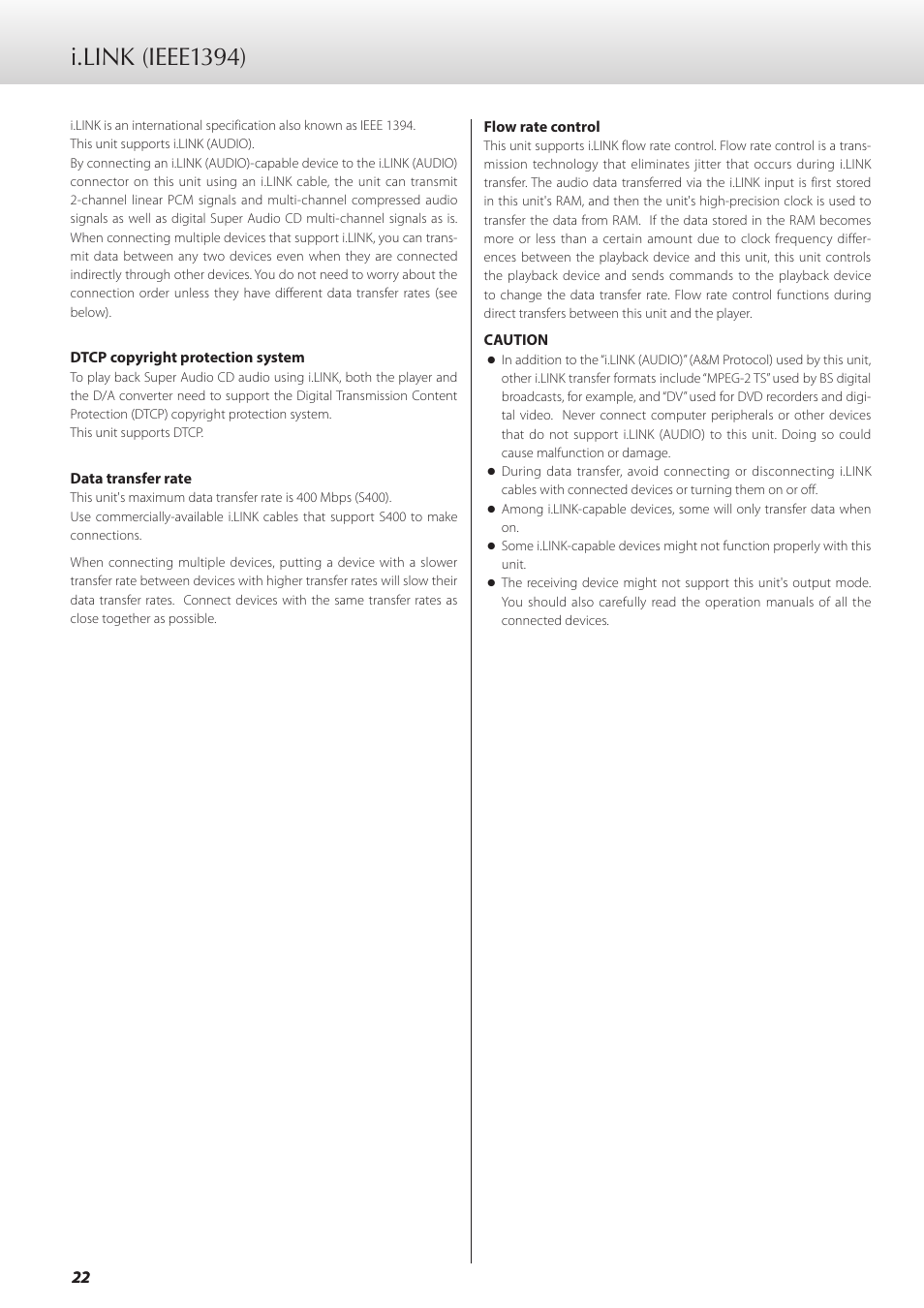 I.link (ieee1394) | Teac GRANDIOSO D1 User Manual | Page 22 / 68