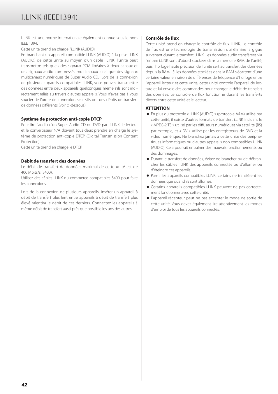 I.link (ieee1394) | Teac GRANDIOSO D1 User Manual | Page 42 / 68