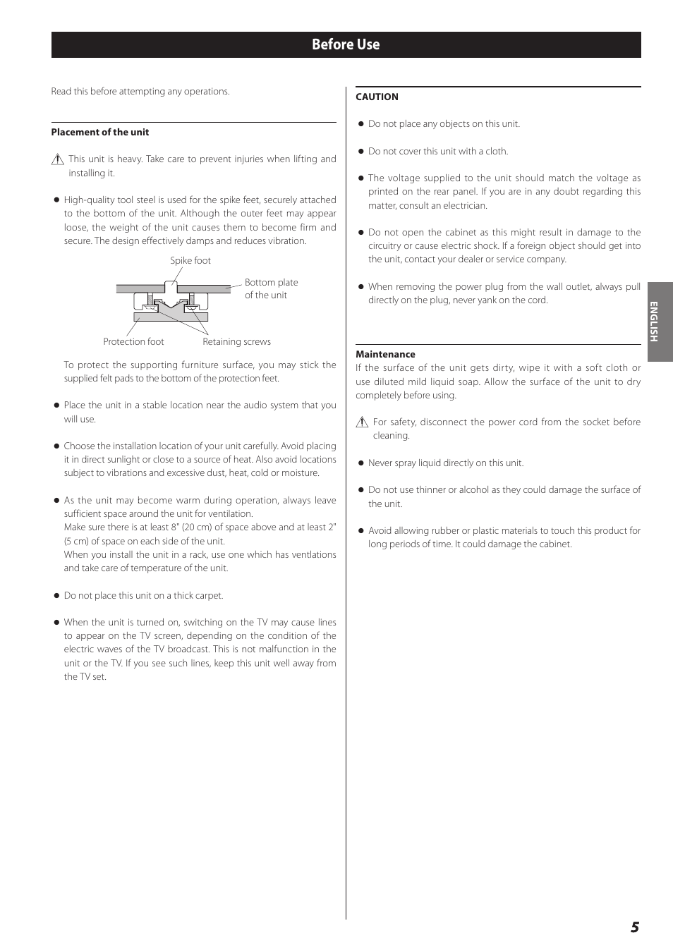 Before use, 5before use | Teac D-02 User Manual | Page 5 / 64