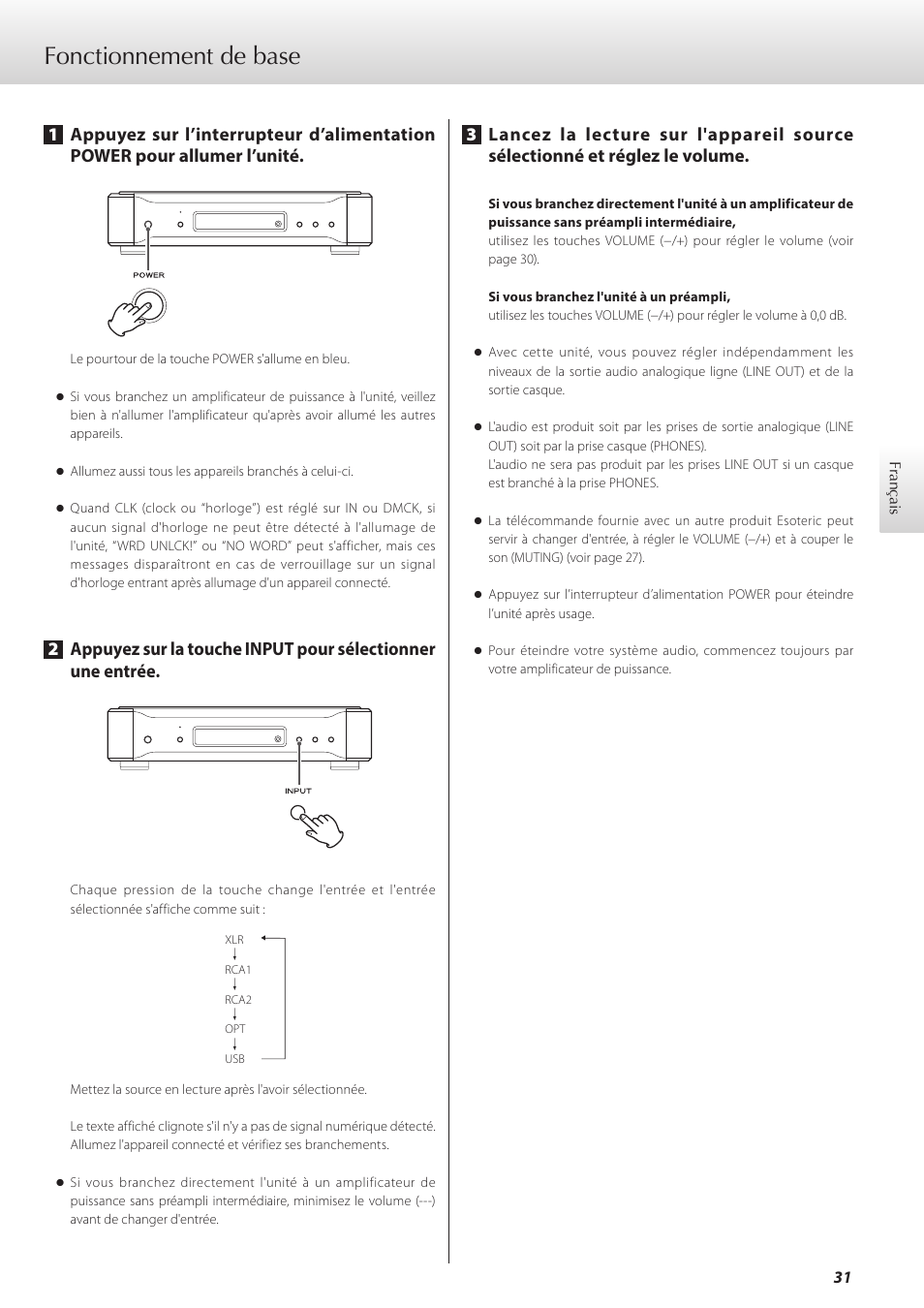 Fonctionnement de base | Teac D-07x User Manual | Page 31 / 68