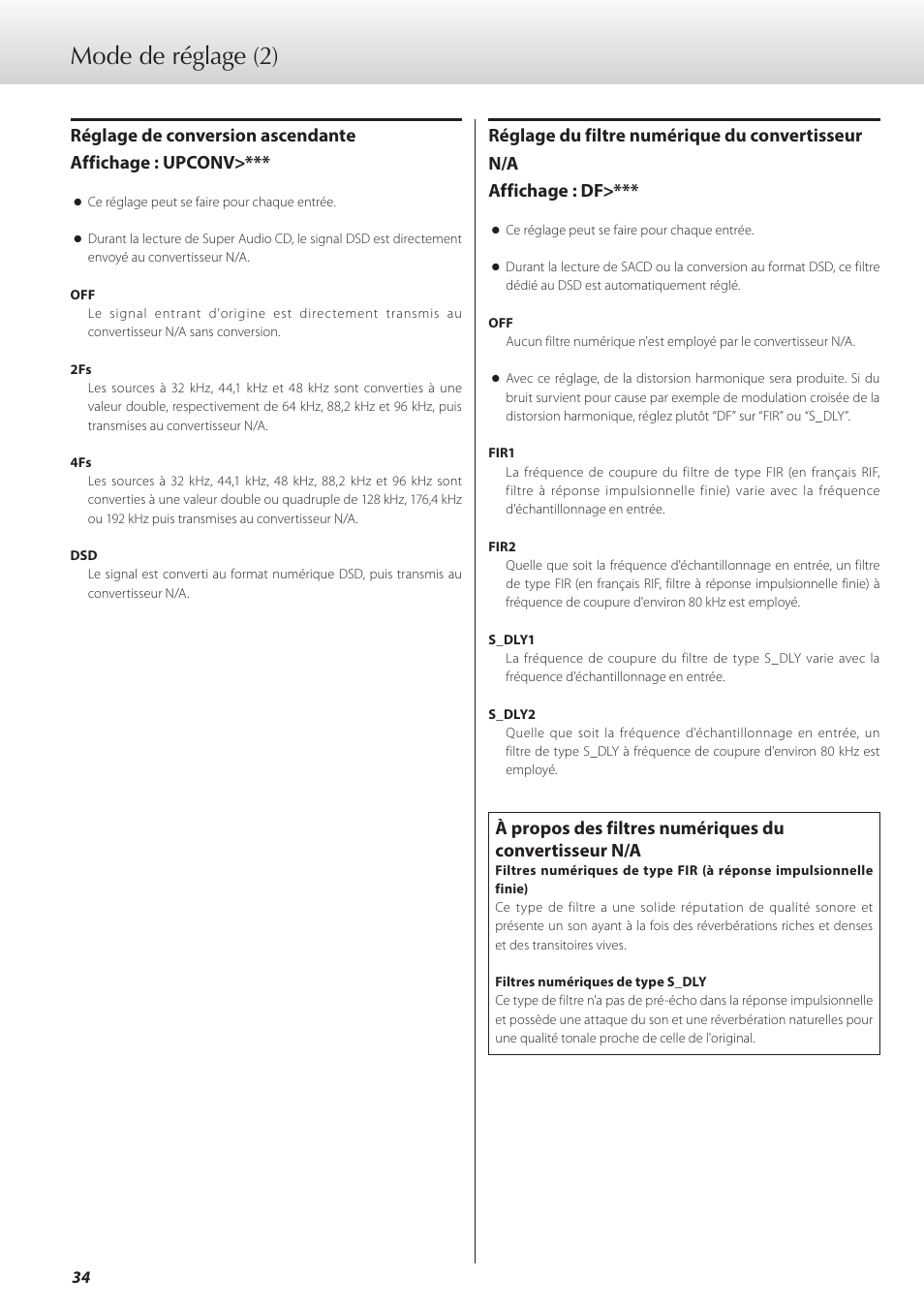 Mode de réglage (2) | Teac D-07x User Manual | Page 34 / 68