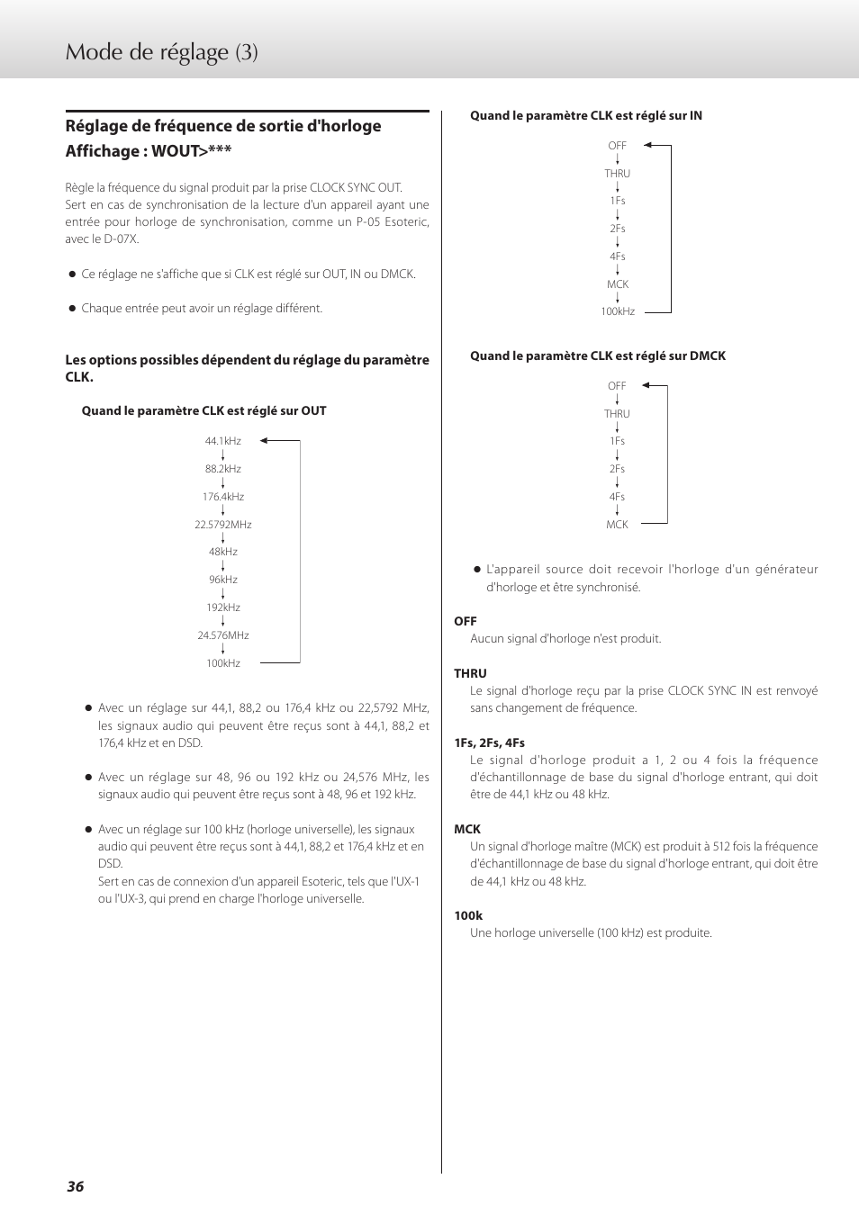 Mode de réglage (3) | Teac D-07x User Manual | Page 36 / 68