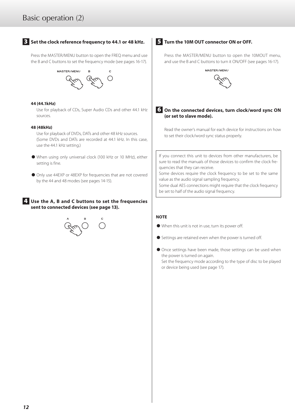 Basic operation (2) | Teac G-01 User Manual | Page 12 / 60