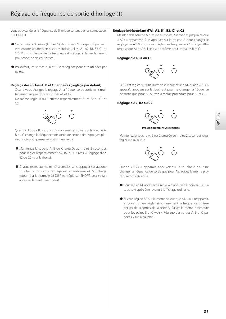 Réglage de fréquence de sortie d'horloge, Réglage de fréquence de sortie d'horloge (1) | Teac G-01 User Manual | Page 31 / 60