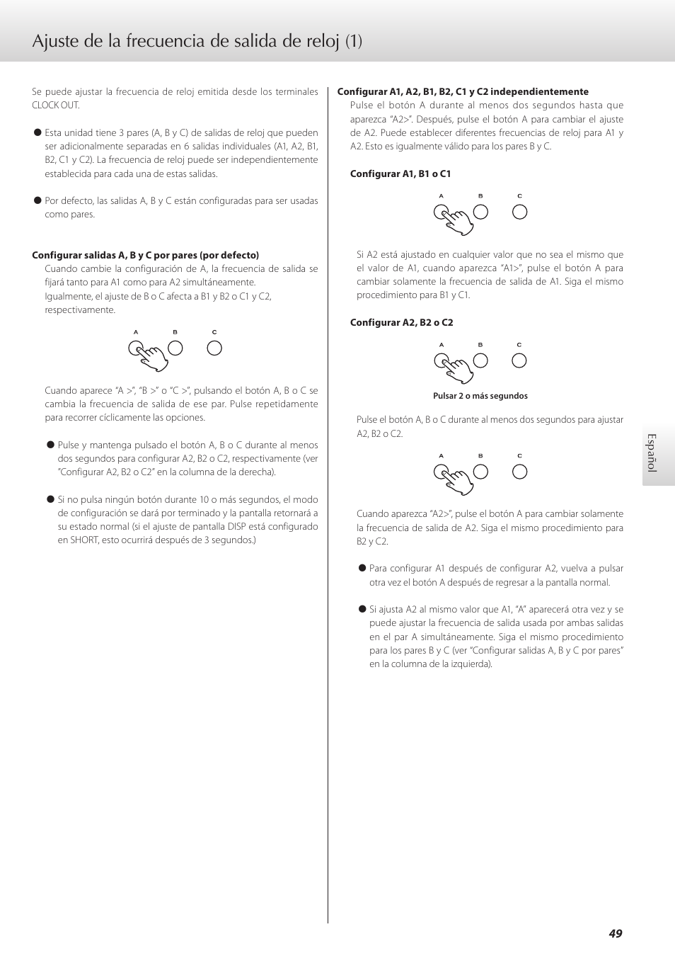 Ajuste de la frecuencia de salida de reloj, Ajuste de la frecuencia de salida de reloj (1) | Teac G-01 User Manual | Page 49 / 60