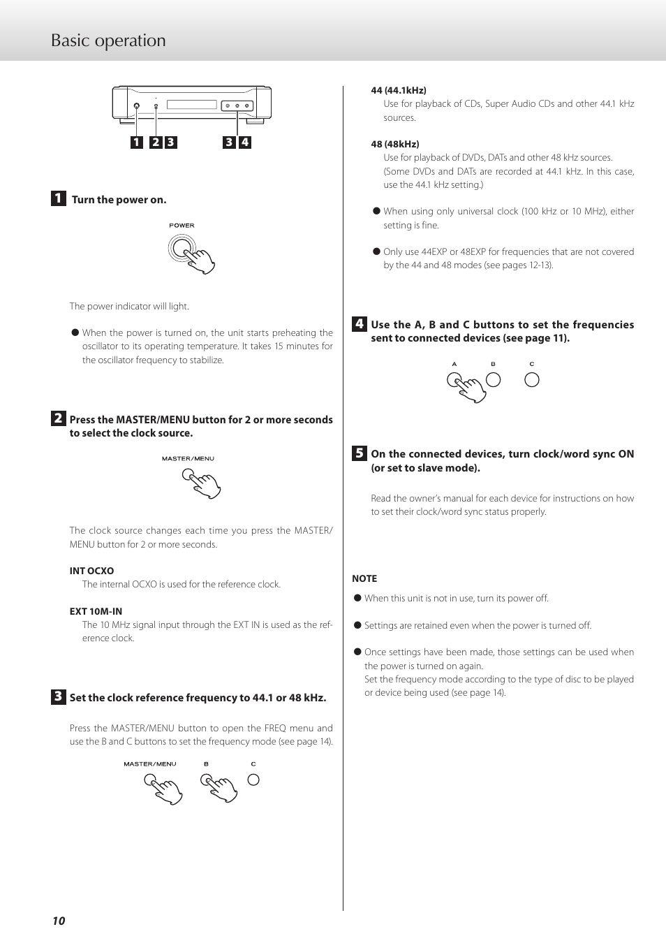 Basic operation | Teac G-02 User Manual | Page 10 / 48