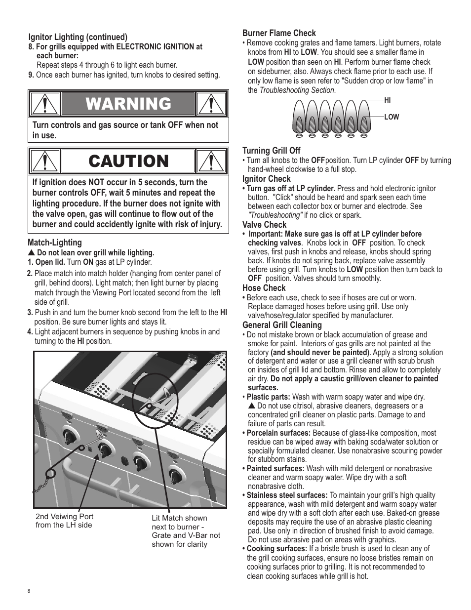 Caution, Warning | Char-Broil 463269411 User Manual | Page 8 / 36