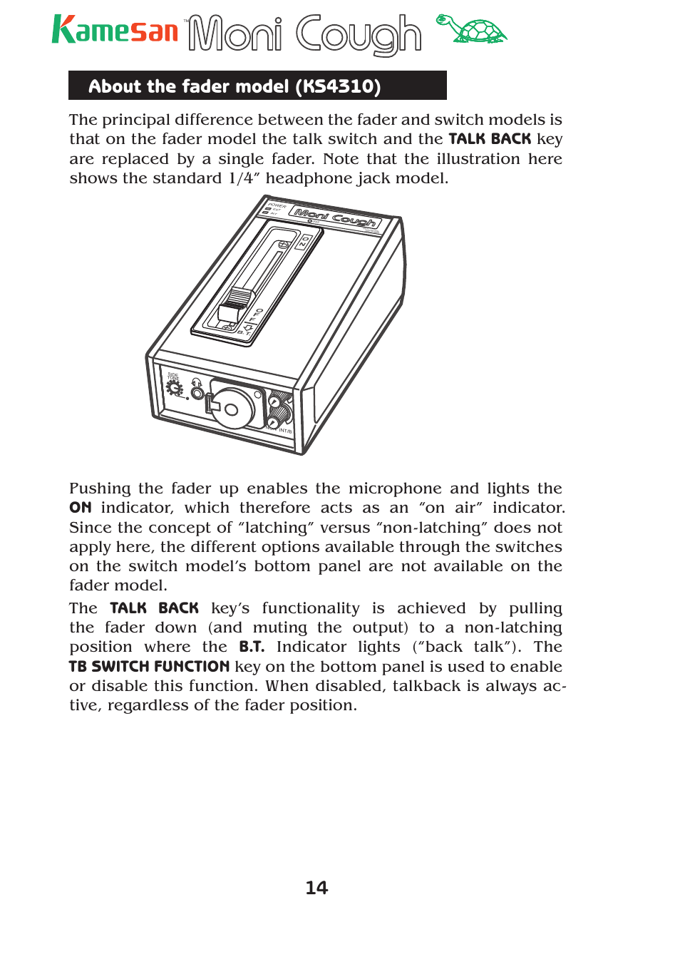 About the fader model (ks4310) | Teac KS-4320 User Manual | Page 14 / 24