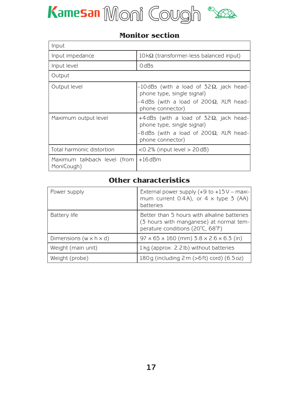 Other characteristics | Teac KS-4320 User Manual | Page 17 / 24