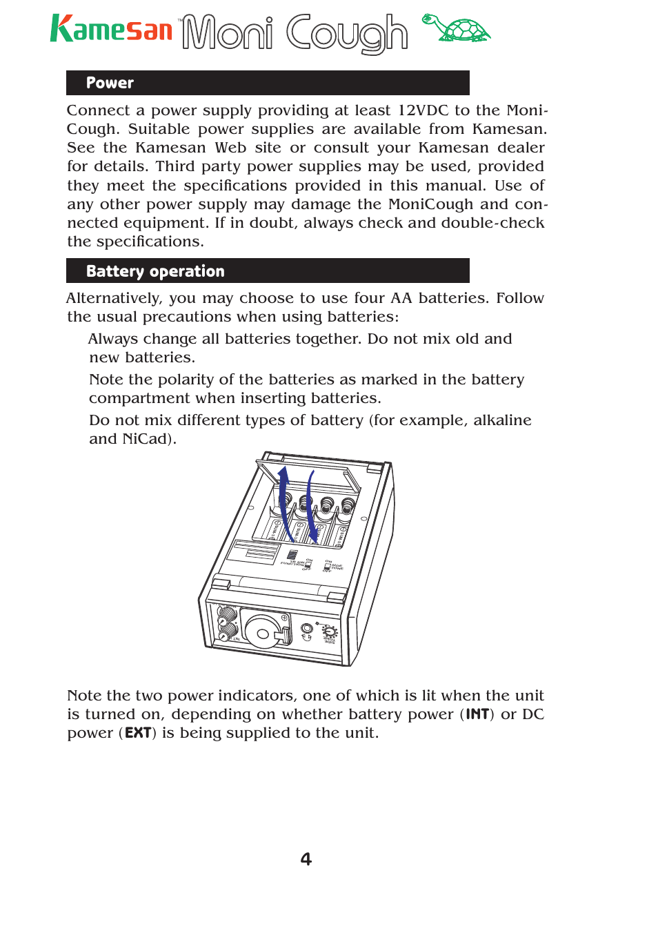 Power, Battery operation | Teac KS-4320 User Manual | Page 4 / 24